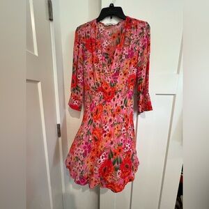 Zara Pink & Red Floral Mini Dress
